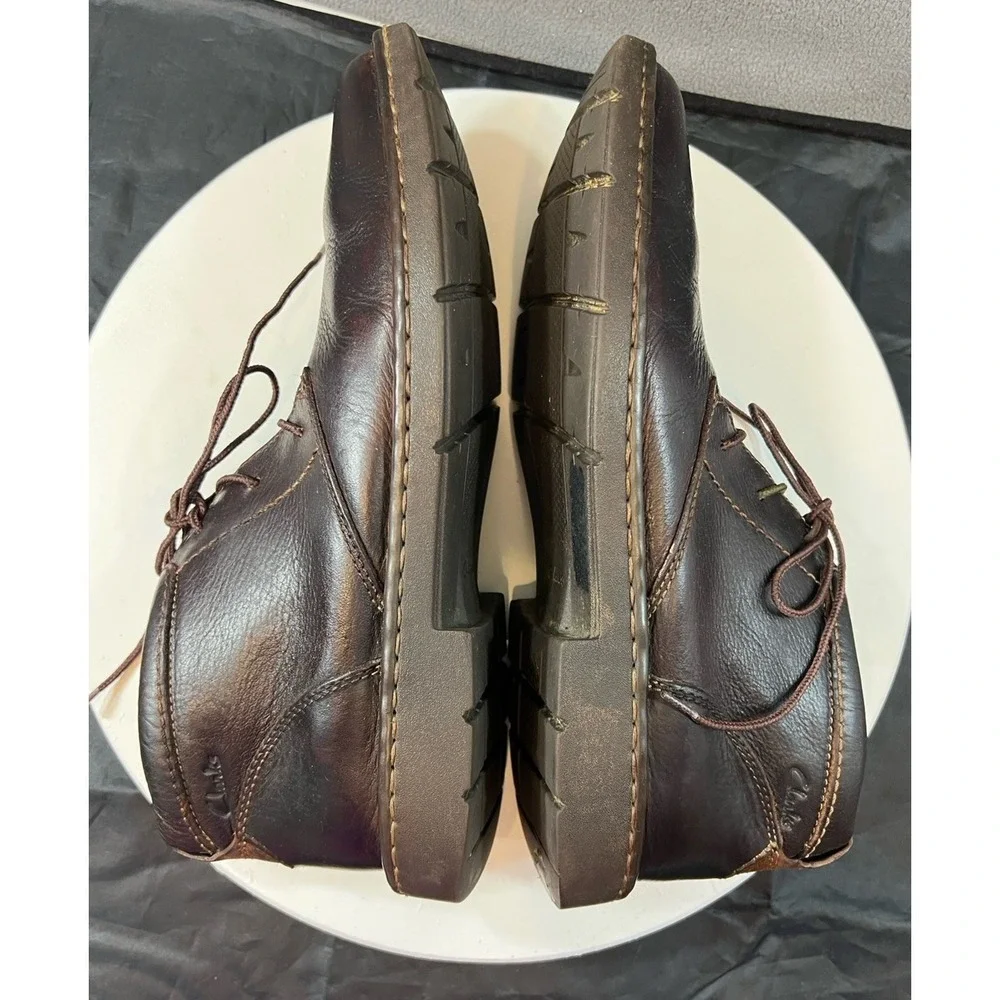 Clarks Stratton Limit Chukka Ankle Boots Lace Up Brown Leather Men Size 11.5